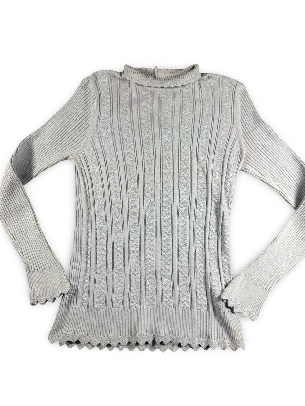 Jeanne Pierre Knitted Sweater Cable Knit Women's Sz Small Blue Exaggerated Cuff